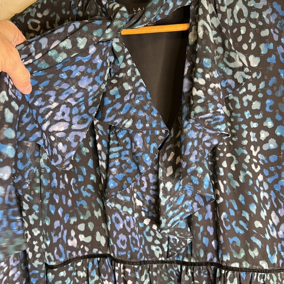 Laundry by Shelli Segal Black Blue Leopard Print Dress Size 10 - Picture 5 of 9